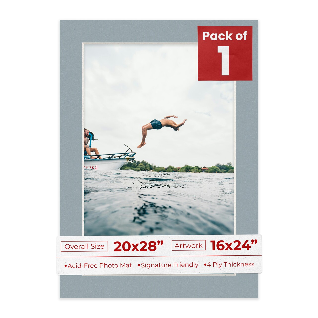 Metallic Silver Mat Board for 20x28 Frames - Fits 16x24 Photos